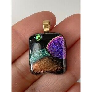 Handcrafted purple brown dichroic glass Pendant